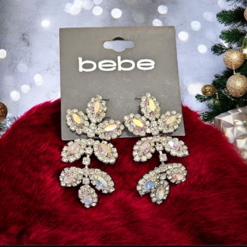 Bebe Silver Crystal Dangel Statement Earrings For… - image 3
